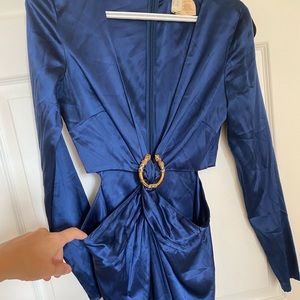 Blue silk snake dress